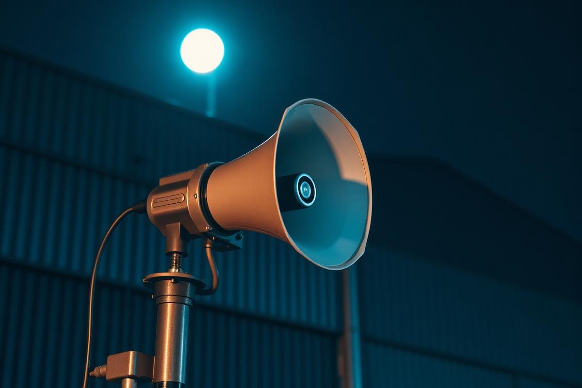 Weatherproof on-site loudspeaker used for talk-down audio intervention